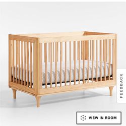 Babyletto Lolly Natural Wood 3-in-1 Convertible Baby Crib with Toddler Bed Conversion Kit
