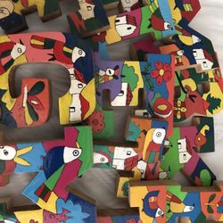 Various Hand-Painted Carved Letters