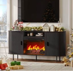 Estante para TV con chimenea