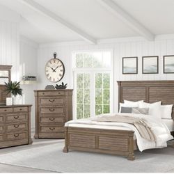 Brand New Weathered Grey 4pc Queen Bedroom Set (Available In Eastern King)