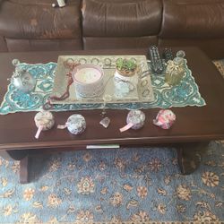 Brown Leather Coach Recliner From Ashley Plus End Table