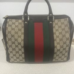 Gucci Striped Preowned Travel Bag