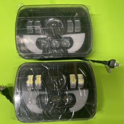 Pair Of Black Headlights 7 X 6 With Drl Lights 