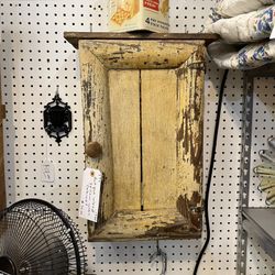 Antique Wood Yellow Wall Cabinet