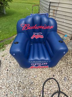 Indians blow up chair.With a cooler under the seat