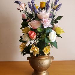 Artificial home made flower arrangement