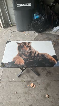 Tiger Print Folding Table