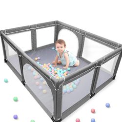 YOBEST Baby Playpen, Infant Playard with Gates, Sturdy Safety Playpen with Soft Breathable Mesh, Indoor & Outdoor Toddler Play Pen Activity Center for