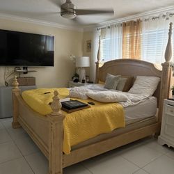 King Size Bed frame + Mattress 