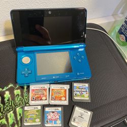 Nintendo 3Ds Aqua Blue + Games 