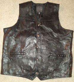 Men's Leather Vest Black 3Xl