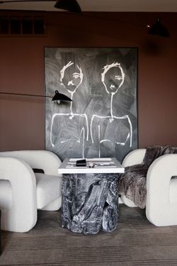 Black & White Art End Table Side Table or Coffee Table from Arhaus (Retail $3,500)