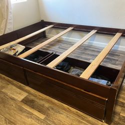 Free Queen Wood Bed Frame With Drawers