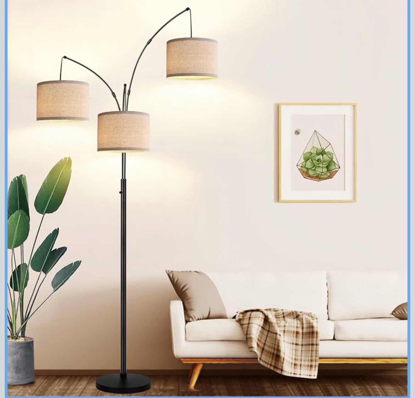 Dimmable Floor Lamp - 3 Lights Arc
