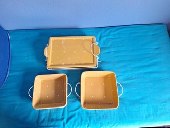 Temptations By Tara Ovenware Yellow Polka Dot Set of 9
