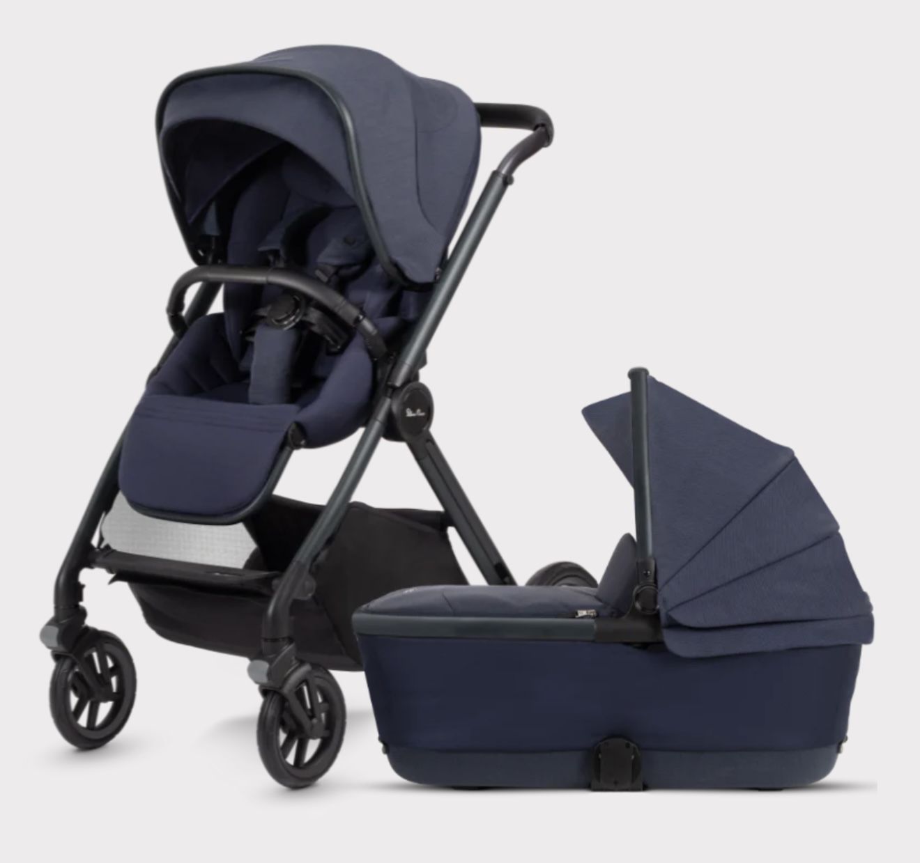 Silver Ross Reef2 Navy Stroller And Bassinet Bundle