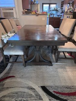 Raymour and Flanigan Solid Wood Dining set with matching server