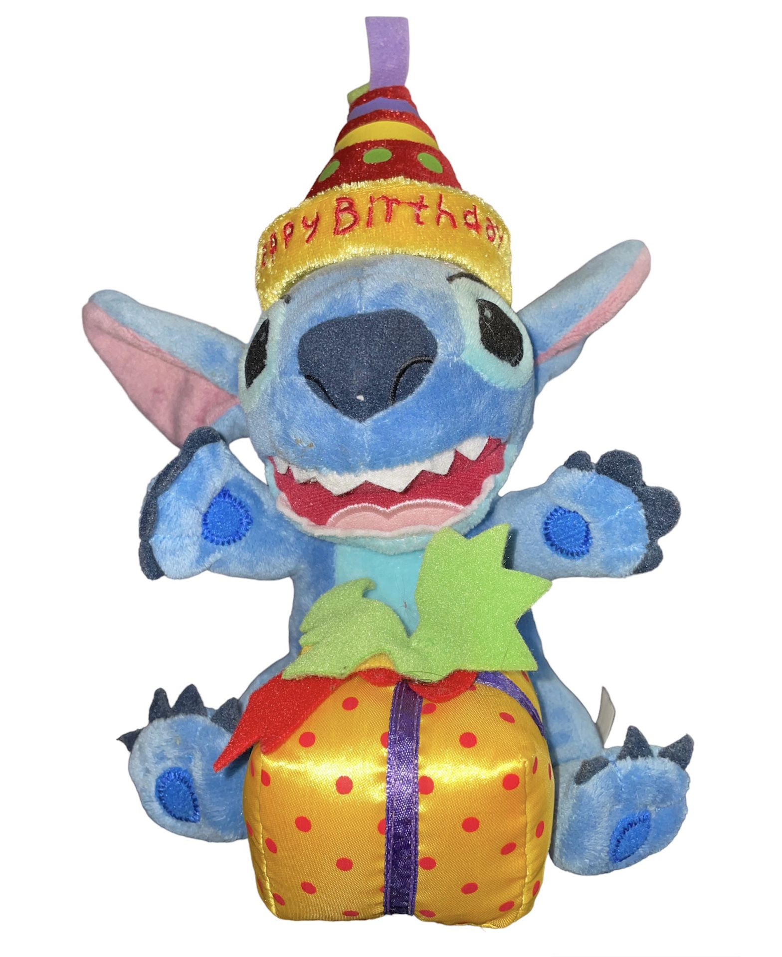 Disney Store Lilo & Stitch Happy Birthday Plush w/Party Hat Gift Present 2002