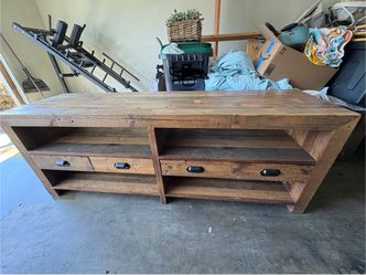 Rustic Wood TV Stand with Drawers
