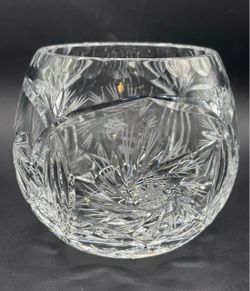 Crystal Rose Bowl Pinwheel Design, 24% Lead, Crystal Clear Industries, Poland