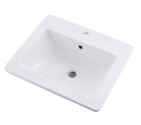 Bathroom sink 21"x18" white rectangular modern cerámic new in box never used