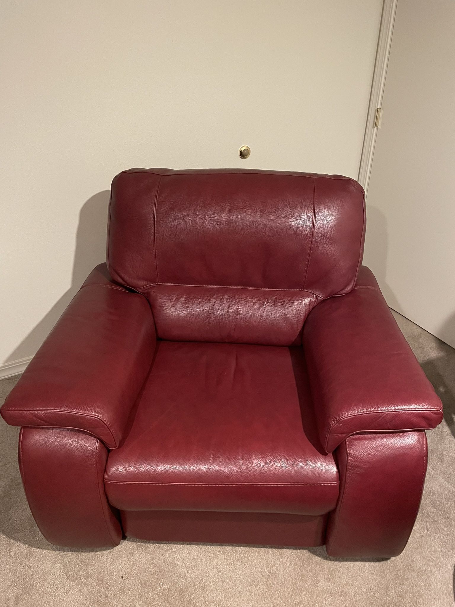 Red Leather Electric Recliner Sofa Chair