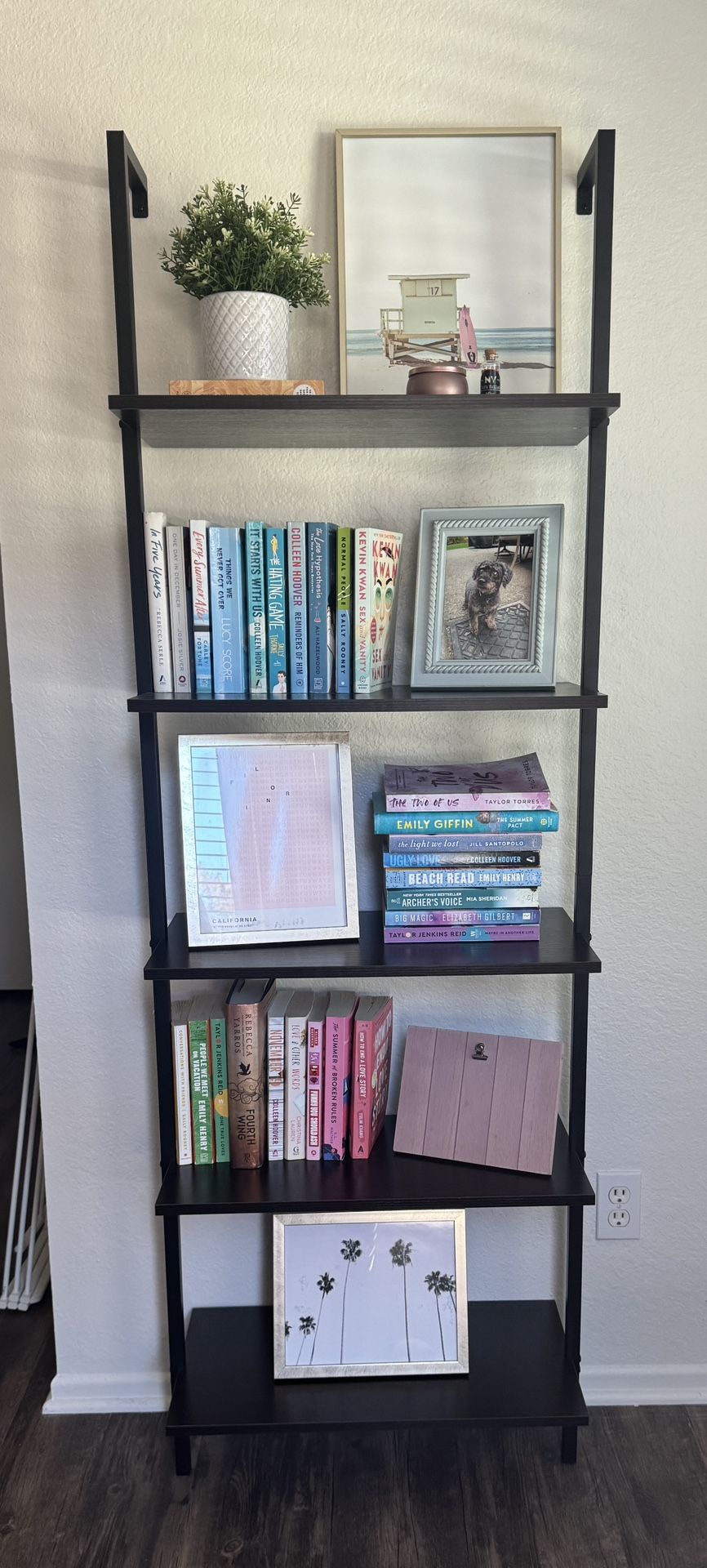 5 Shelf Ladder In Dark Brown & Black