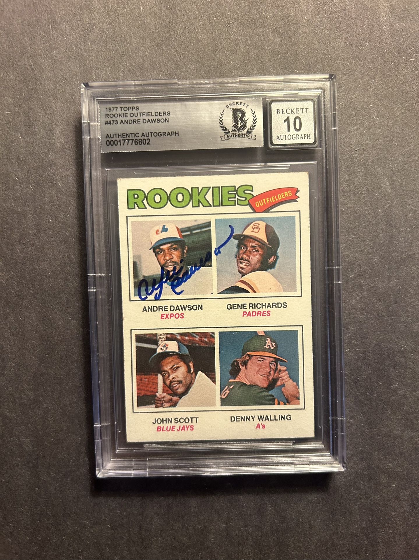 Vintage 1977 Topps #473 Andre Dawson RC signed.Beckett Authenticated "10" Autograph. Negotiable