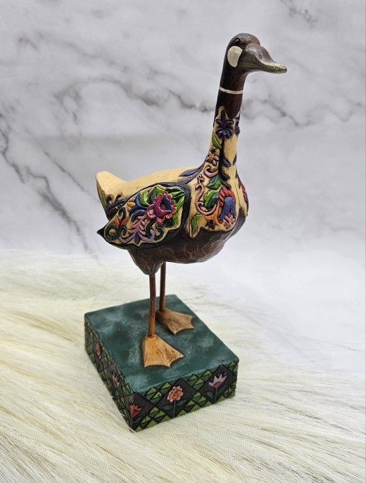 Jim Shore Heartwood Creek Lady Of The Lake 7" Canada Goose duck floral Figurine 2003 Approximately:
2-5/16" across 4" deep 7"h *C