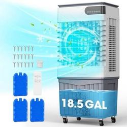 New Manastin Large 18.5 Gallon Evaporative Air Cooler, 3d Cooling, 18.5 Gallon T