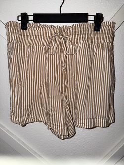 Striped High-Waist Drawstring Shorts