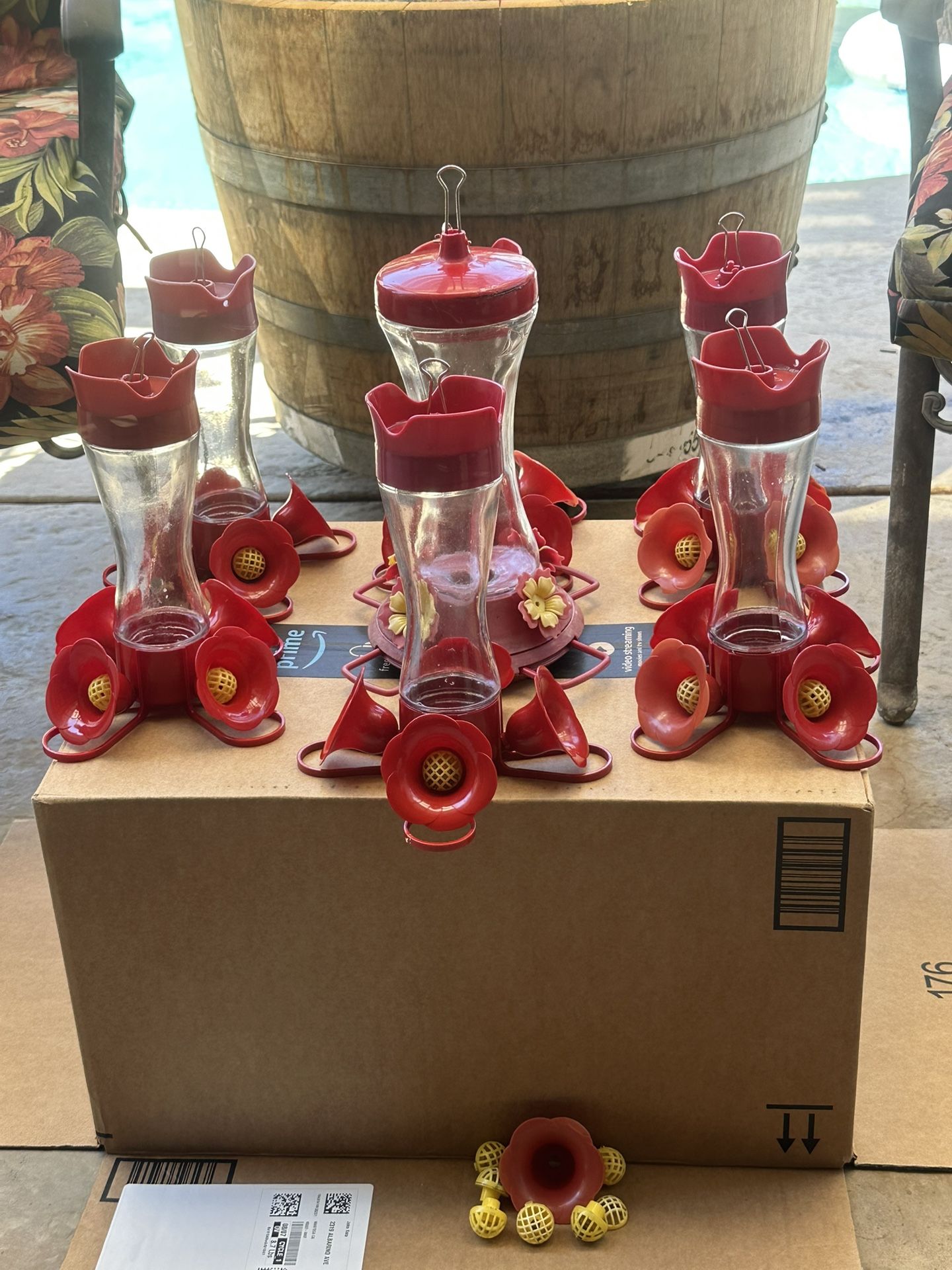 Used 7 Hanging Hummingbird Feeders