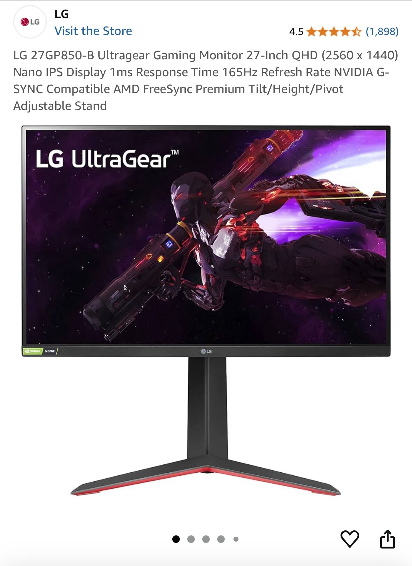 LG 27GP850-B Ultragear Gaming Monitor