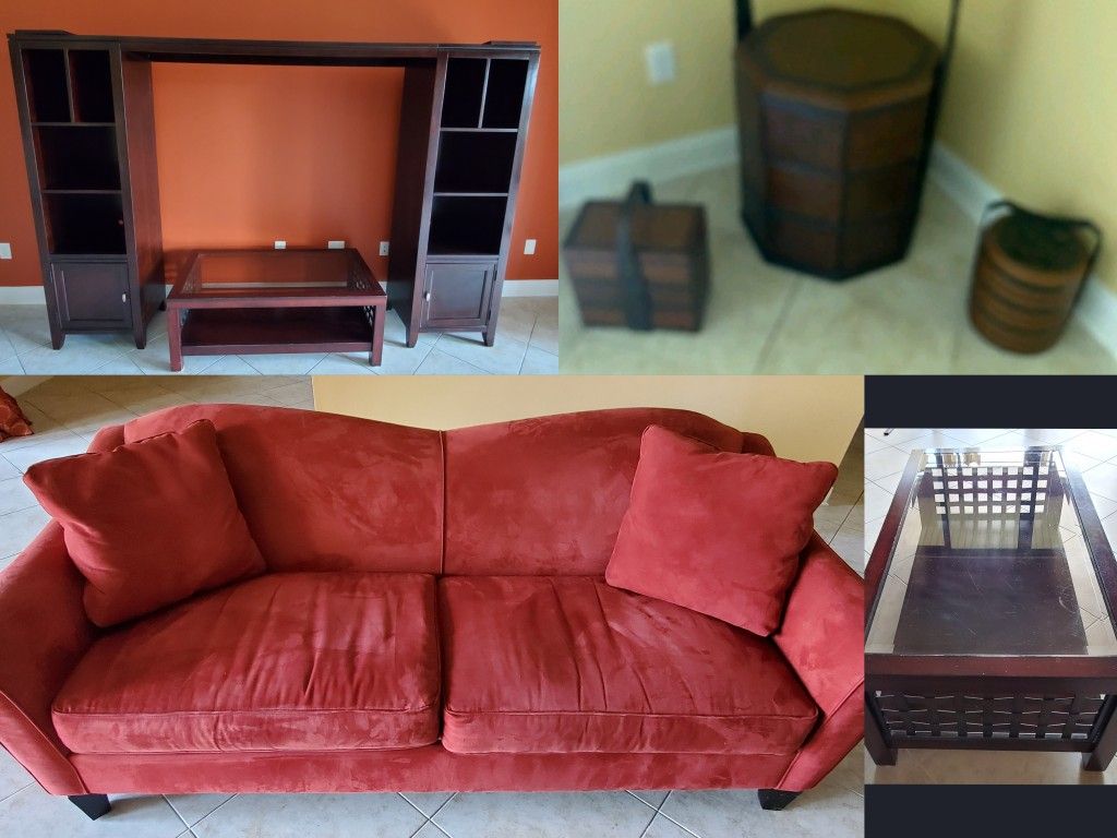 Entertainment Media Center TV Stand Couch Sofa Loveseat Furniture Coffee Table Storage Bins