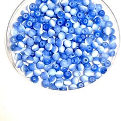 3 1/2 Strands Of Blue Fiber Optic Beads