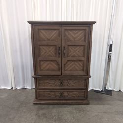 Bassett Pecan Wood Two-Door Armoire with Drawers
