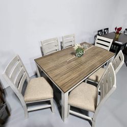 Dining Room Furniture Formal Table And 6 Chairs $579💛💛 Counter High Table And 4 Bar Stools $649⭐$39 Down Payment with Financing ⭐ 90 Days same as ca