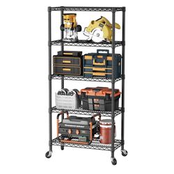 159 SINGAYE 5 Shelf Storage Wire Shelves Closet Bathroom Organizers Metal Pantry Kitchen Garage Shelving Unit Laundry Room Organization Home Narrow Ra