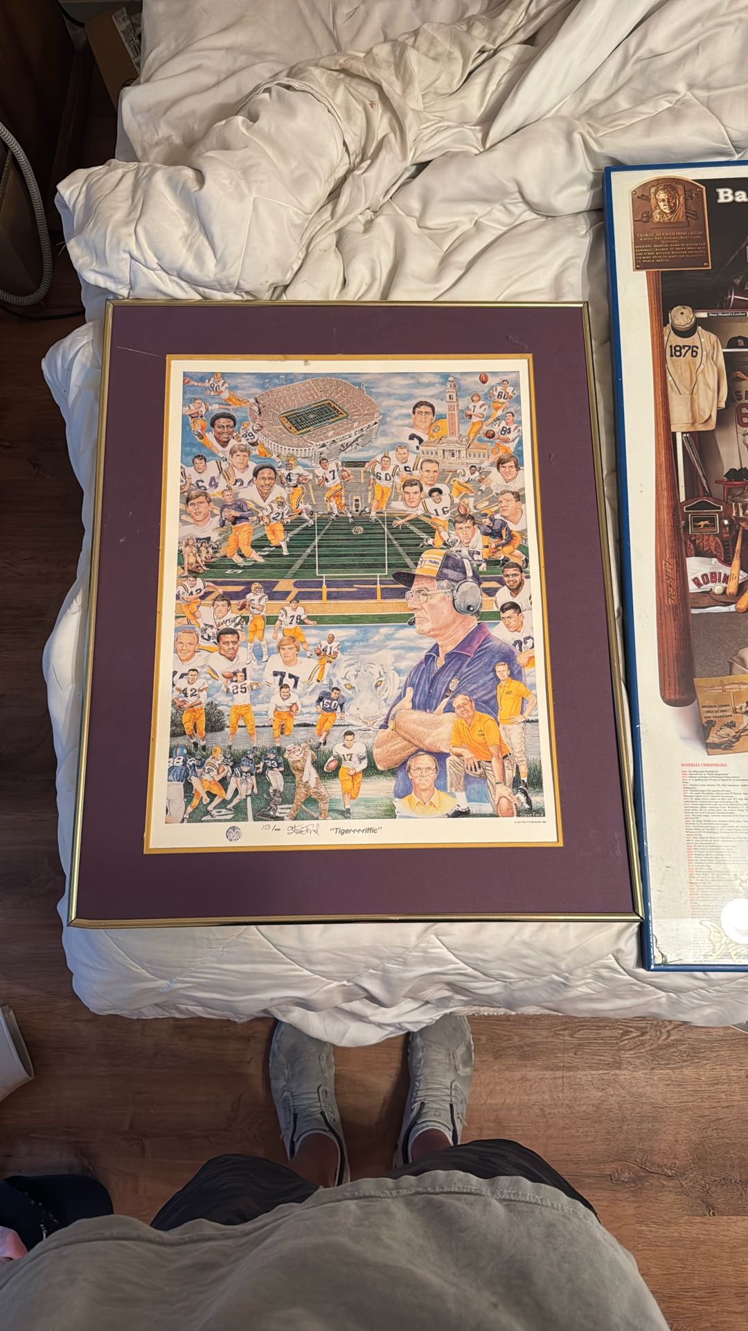 Framed LSU football Poster About 32 Inches Tall And 25 Inches Wide