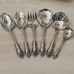 6pc Oneida Community Brahms Flatware Hostess Serving Set Stainless Betty Crocke