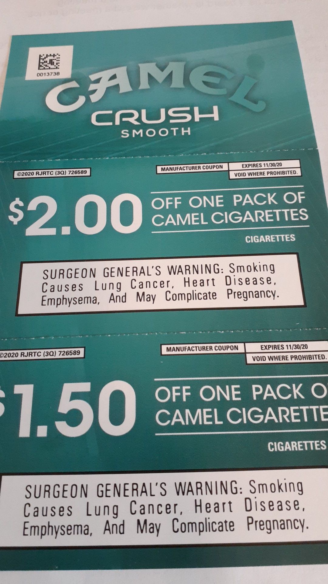 Coupons for Camel Crush Cigarettes