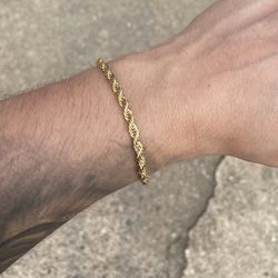 Gold Bracelet Rope Chain 8in 4mm