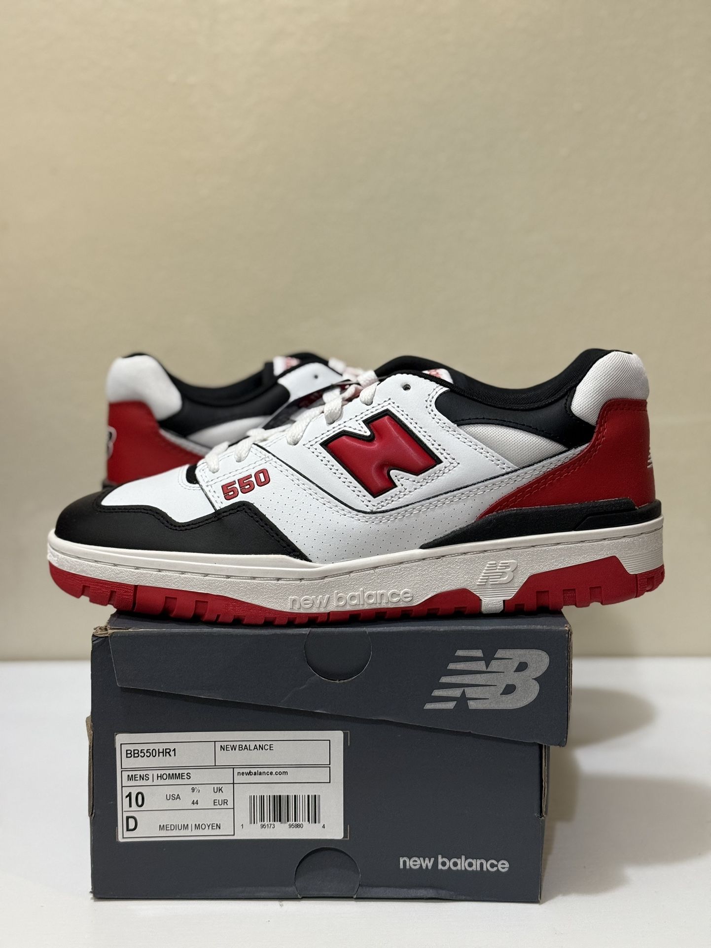 New Balance 550 “White/Black/Red” - Size 10.5