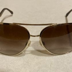 Chanel Brown Gradient Lens Gold And Brown Leather Braided Sunglasses 