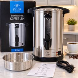 Zulay Kitchen 50 Cup Coffee Urn Stainless Steel Commercial Maker X0037CGOSV NEW