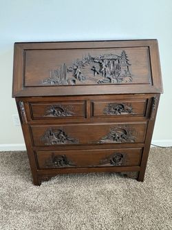 Antique Nicely Carved Office Hatch Desk 36x16x39