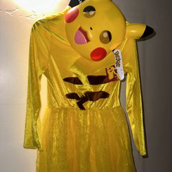 Pikachu Pokémon Halloween Party October Dress Up Birthday  Dress Girl Large 8/10 Mask Yellow P