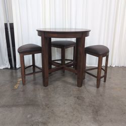 Dark Wood Counter Height Game Table with Three Stools