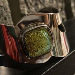 Silver and Dichroic Glass Cuff Bracelet 