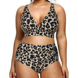 Yonique Womens Medium Size Bikini High Waisted Swimsuits Two Piece Bathing Suits Tummy Control Swimwear